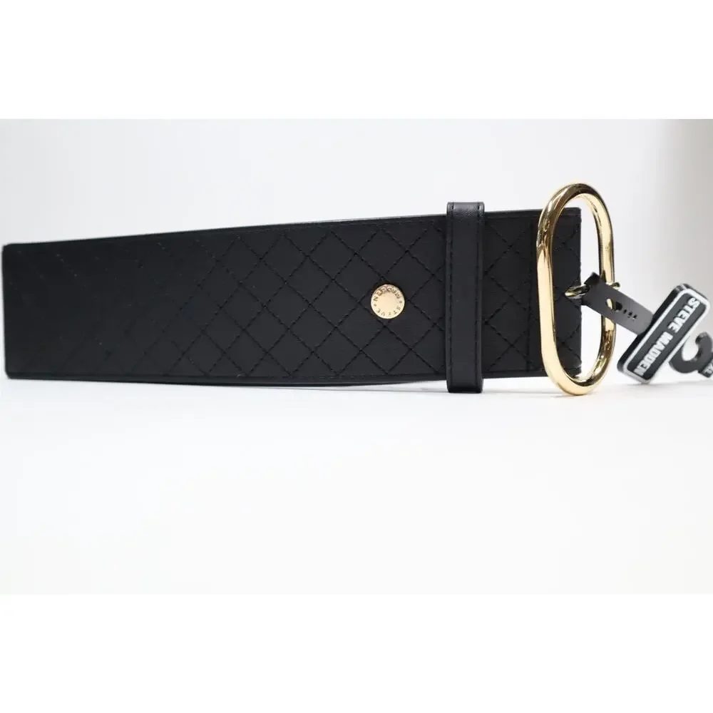 Steve Madden‎ Black and Gold Belt with Elastic Back Size L/XL